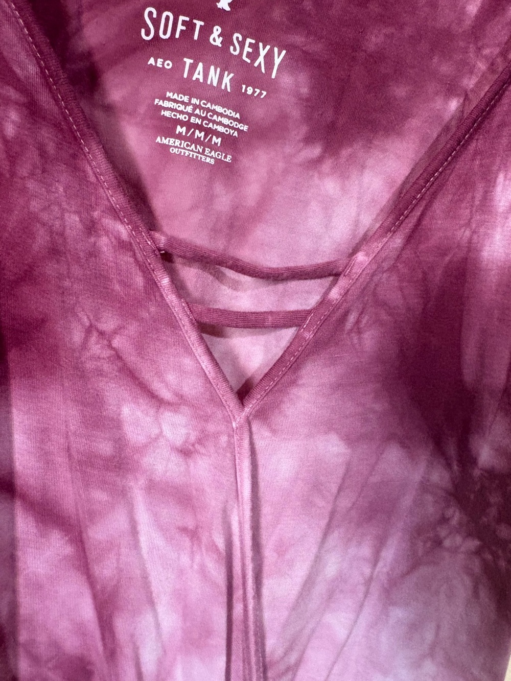 American Eagle Outfitters Pink Tie-Dye Cami with Double Straps - Picture 3 of 7